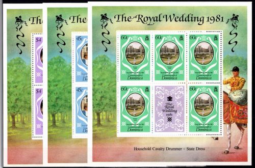 Dominica 713-715 postfrisch als Kleinbögen, Royal Wedding #NV197