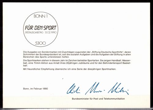 Bundesrepublik Deutschland 1449-1450 gestempelt Ministerkarte / Sport #NN712