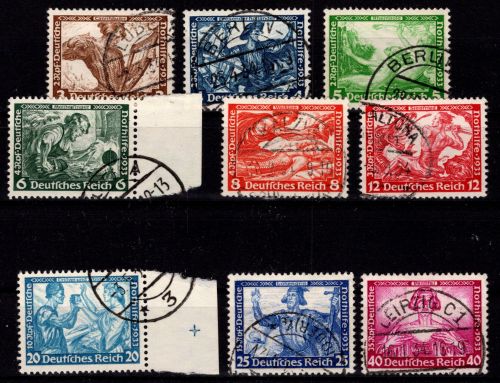 Deutsches Reich 499-507 gestempelt dabei 20 Pf vom linken Rand #NS827