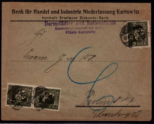 Deutsche Abstimmungsgebiete Oberschlesien 16 gestempelt Brief nach Berlin #NS978