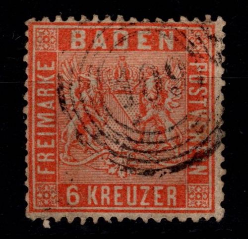 Baden 11 gestempelt leichte Mängel, kurze Zähne #OG778