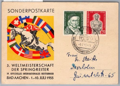 Bund 204, 119 auf Postkarte Reitturnier Aachen #NX943