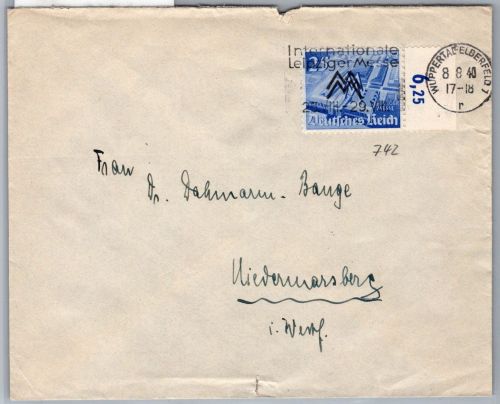 Deutsches Reich 942 auf Brief Einzelfrankatur #NX946