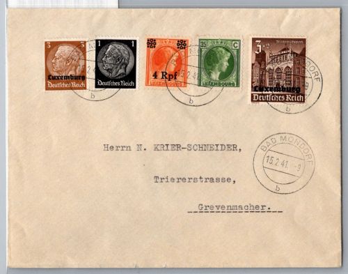 Deutsches Reich WK 2 Bes. Luxemburg auf Brief Mischfrankatur #OF227