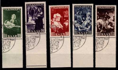 Saarland 309-313 gestempelt geprüft Ney BPP #OG993