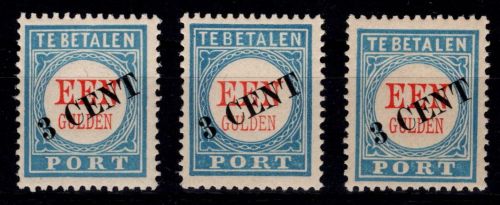 Niederlande Portomarken 43 I-III postfrisch Fotoattest Vleeming #OF806