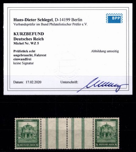 Deutsches Reich WZ 5 mit Falz Kurzbefund Schlegel BPP #OF832