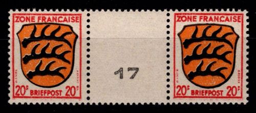 Französische Zone Allgemeine Ausgabe 8 by ZW postfrisch Masch. Nr. 17 #PN437
