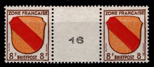 Französische Zone Allgemeine Ausgabe 4 bz ZW postfrisch Masch. Nr. 16 #PN448
