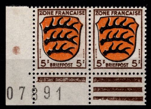 Franz. Zone Allg. Ausg. 3 Paar u.l. postfrisch