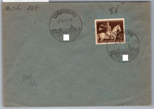 Dt. Besetzung Luxemburg Dt. Reich 854 auf Brief Sonderstempel #OI129