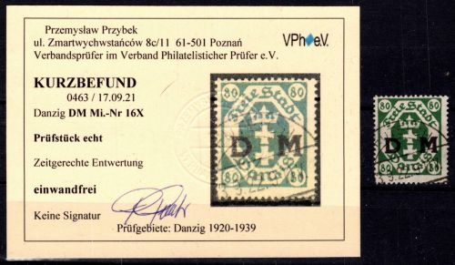 Danzig Dienstmarken 16 x gestempelt Kurzbefund Przybek VPh #OH568