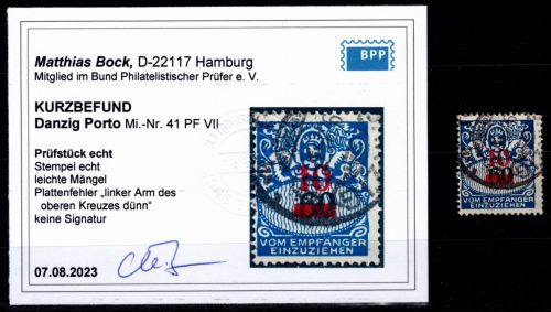 Danzig Portomarken 41 PF VII gestempelt Kurzbefund Bock BPP #OH576