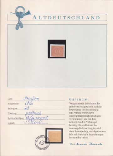 Preußen 20 postfrisch Borek Garantie #OJ324