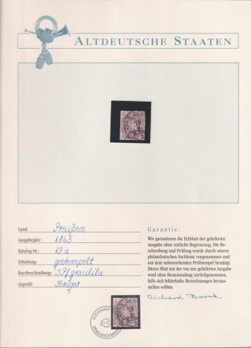 Preußen 19 a gestempelt Borek Garantie #OJ325