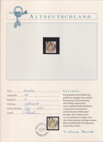 Preußen 18 gestempelt Borek Garantie #OJ327