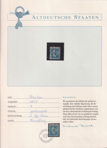 Preußen 7 gestempelt Borek Garantie #OJ336