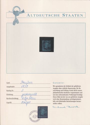 Preußen 3 gestempelt Borek Garantie #OJ340