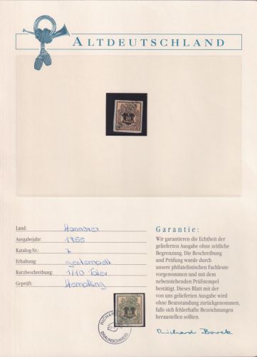 Hannover 7 gestempelt Borek Garantie #OJ382