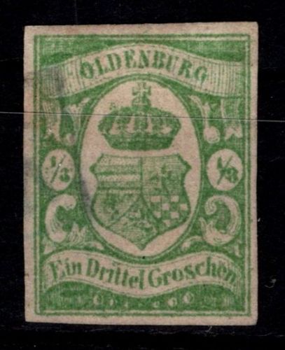 Oldenburg 10 gestempelt Querbug repariert, ev. hinterlegt #OF159
