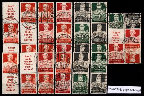 Deutsches Reich Zusammendrucke K 23-K 24, S 219-S 230, W 101 gestempelt #OF200