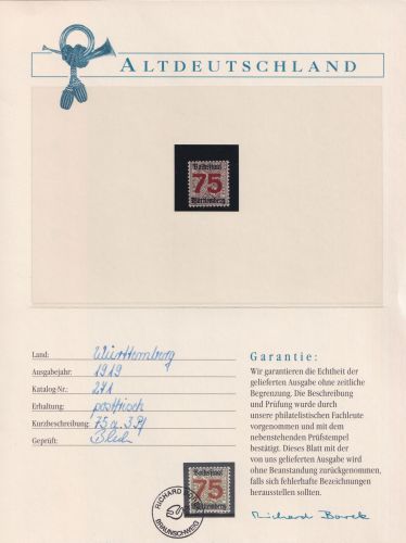 Württemberg 271 postfrisch Borek Garantie #OJ529