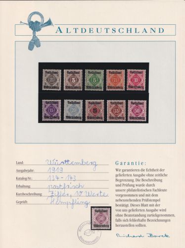 Württemberg 134-143 postfrisch Borek Garantie #OJ543
