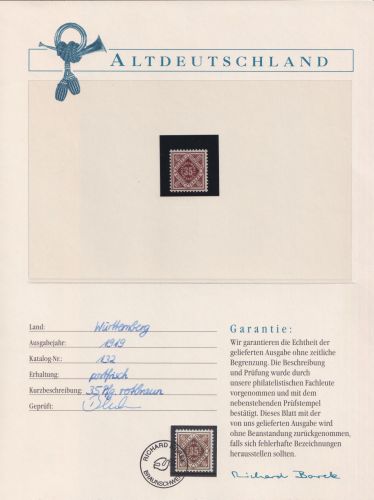 Württemberg 132 postfrisch Borek Garantie #OJ545