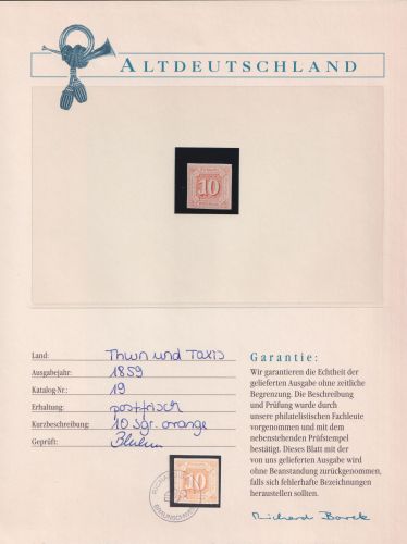 Thurn & Taxis 19 postfrisch Borek Garantie #OJ589