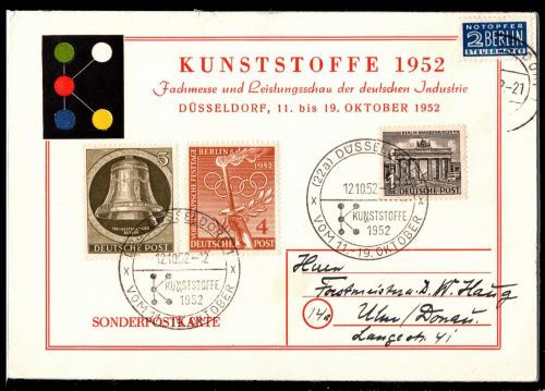 Berlin 82,88 auf Ausstellungskarte Düsseldorf Messe #ON331