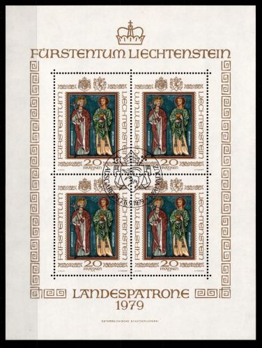 Liechtenstein 734 gestempelt als Kleinbogen mit ESST, Landespatrone #NE388