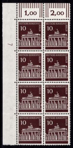 Berlin 286 DZ postfrisch Eck-Block Druckerzeichen 7 neben Feld 1 unten #NE220