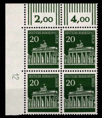 Berlin 287 DZ postfrisch ER-Vbl. mit Druckerzeichen 12 neben Feld 11 oben #NE224