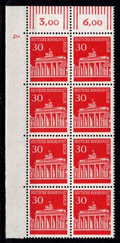 Berlin 288 DZ postfrisch ER-Block mit Druckerzeichen 4 neben Feld 1 oben #NE226