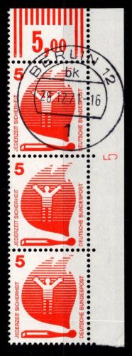 Bund 694 DZ postfrisch ER-Streifen Druckerzeichen 5 neben Feld 20 oben #NE269