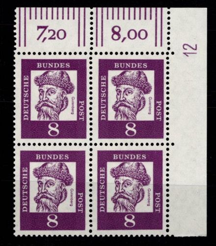Bund 349x DZ postfrisch ER-Vbl. mit Druckerzeichen 12 neben Feld 10 unten #NE285