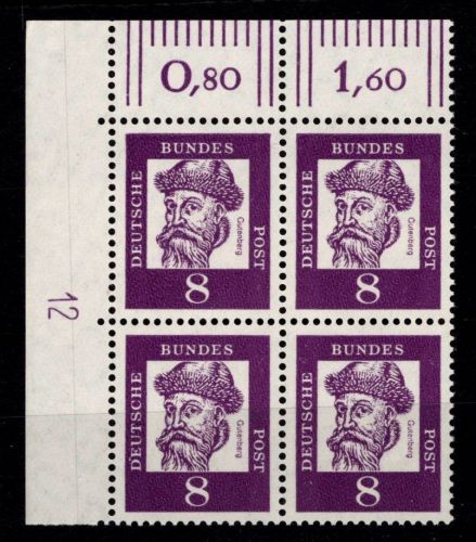 Bund 349y DZ postfrisch ER-Vbl. mit Druckerzeichen 12 neben Feld 1 unten #NE308