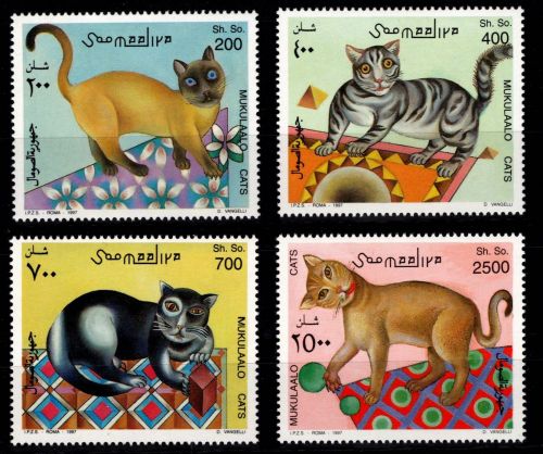 Somalia 624-627 postfrisch Katzen #OD869