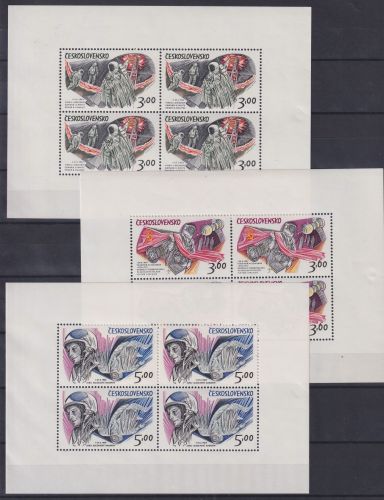 Tschechoslowakei 2135-2137 postfrisch als Kleinbögen, Raumfahrt #OD955