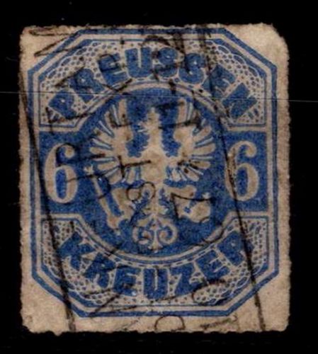 Preussen 25 gestempelt Durchstichfehler Ecke oben #OJ795