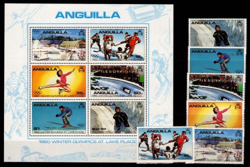Anguilla 373-378 und Kleinbogen postfrisch Olympische Spiele #NN486