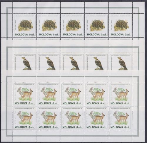 Moldawien 158-160 postfrisch Kleinbogensatz / Wildtiere #NN450