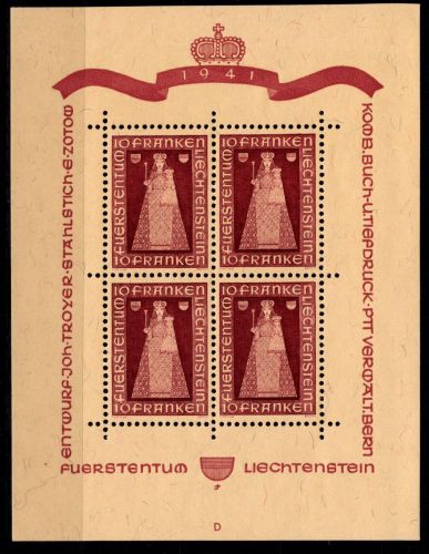 Liechtenstein 197 postfrisch als Kleinbogen #OD614