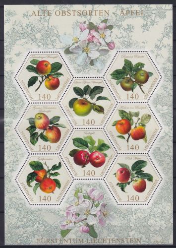 Liechtenstein 1765-1772 postfrisch als ZD-Bogen, Äpfel #OD621