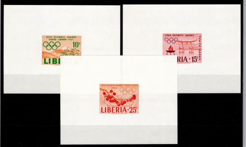 Liberia 623-625 B postfrisch als Einzelblöcke, Olympiade Tokio #OD708
