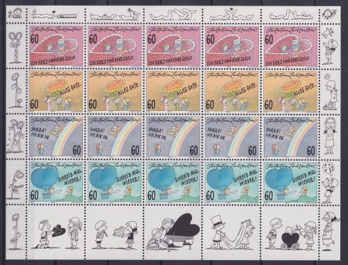 Liechtenstein 1111-1114 postfrisch als ZD-Bogen, Grußmarken #OD646