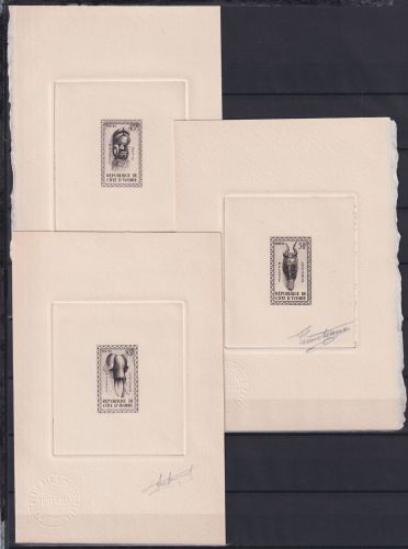 Elfenbeinküste 217-219 Masken, Epreuve d´artiste #OD679
