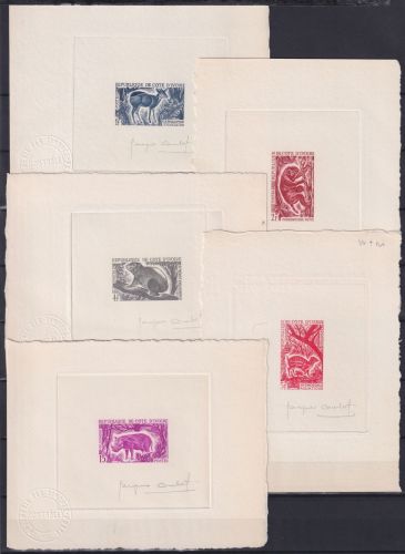 Elfenbeinküste 259-263 Wildtiere, Epreuve d´artiste #OD680