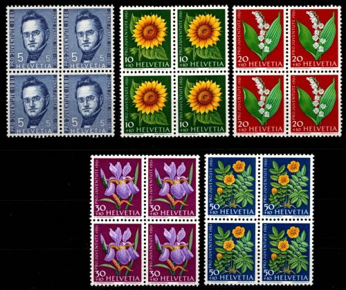 Schweiz 742-746 postfrisch als 4er Blöcke, Pro Juventute #OD421