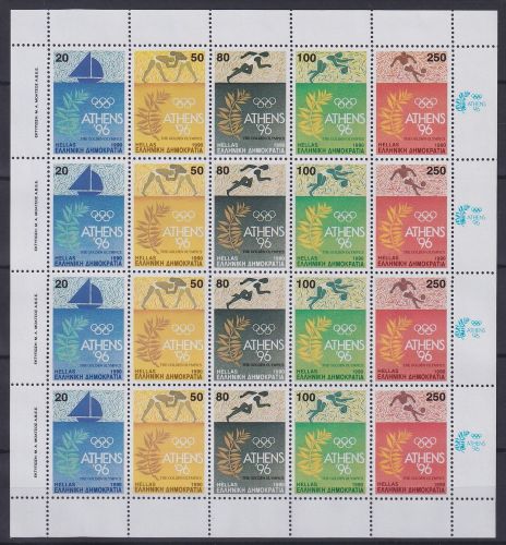 Griechenland 1764-1768 postfrisch als ZD-Bogen, Olympiade Athen 1996 #OD511